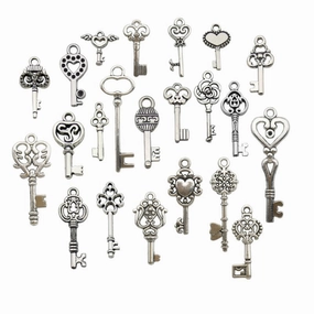Wholesale DIY Love Handmade Vintage Silver Small Key Necklace Pendant Accessories