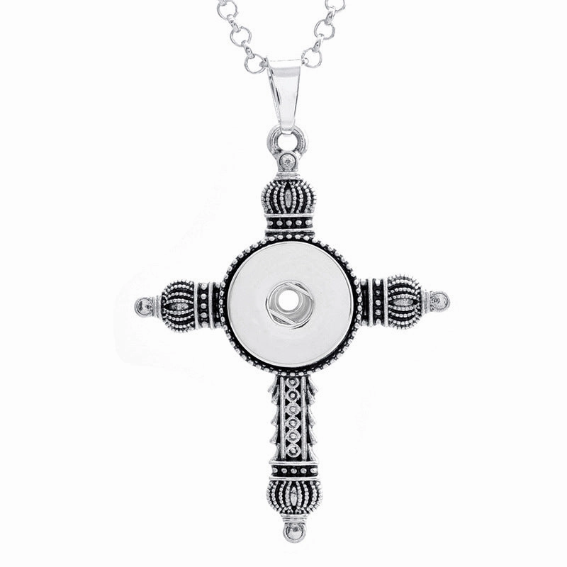Wholesale DIY Snap Necklace Alloy Cross Pendant