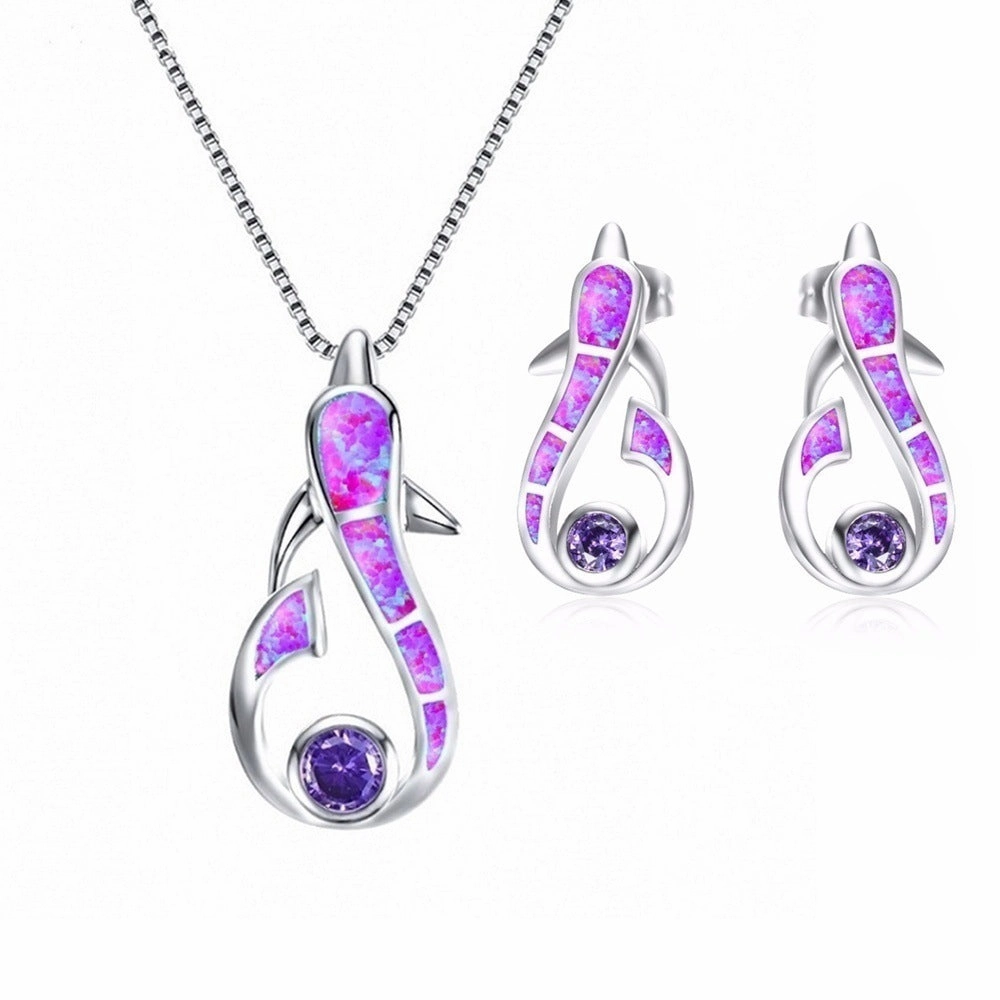 Wholesale Dolphin Pendant Short Necklace Earring Set