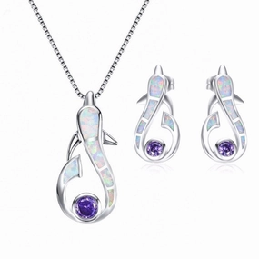 Wholesale Dolphin Pendant Short Necklace Earring Set