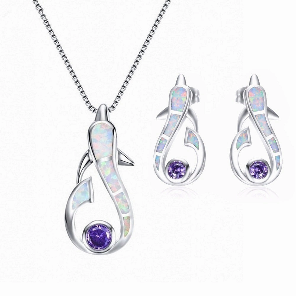 Wholesale Dolphin Pendant Short Necklace Earring Set