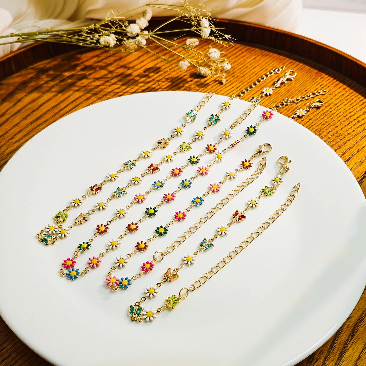 Wholesale Dopamine small fresh colorful flower necklace