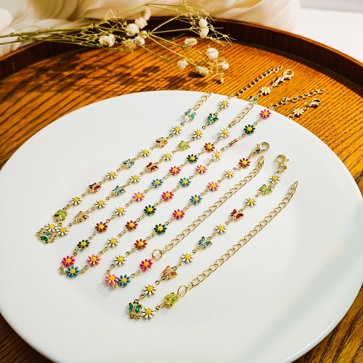 Wholesale Dopamine small fresh colorful flower necklace