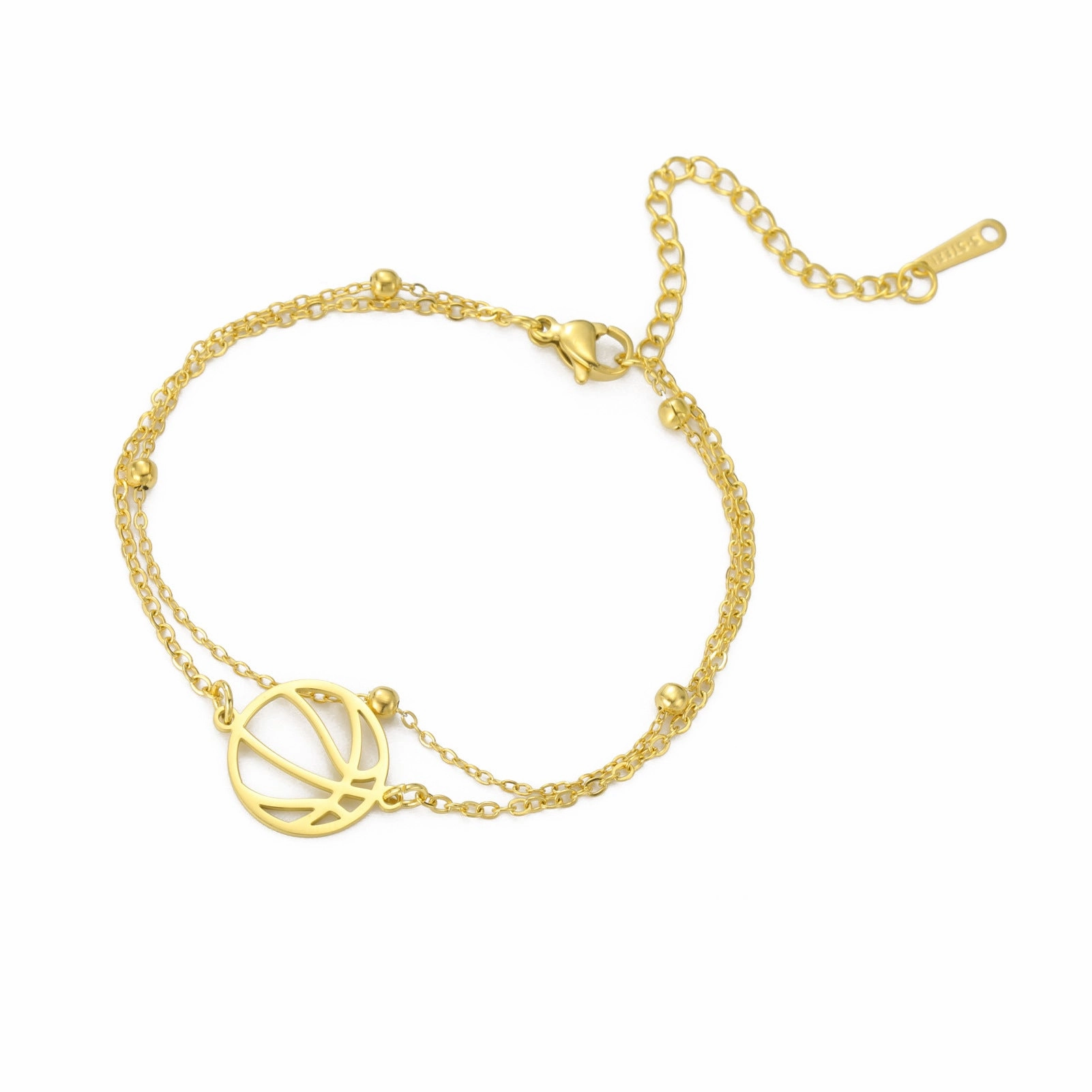 Wholesale Double Hole Volleyball Basketball Pendant Stainless Steel Bracelet