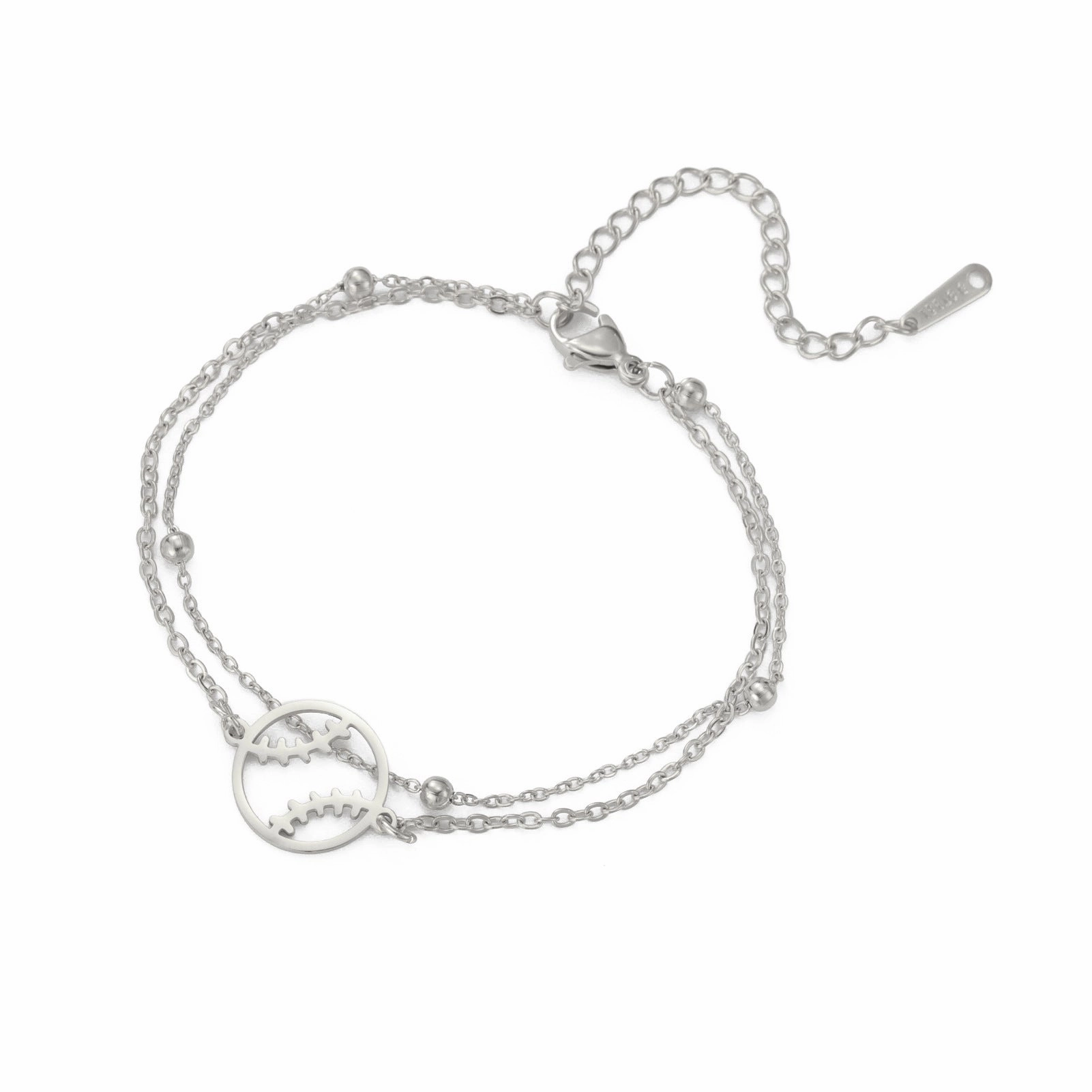Wholesale Double Hole Volleyball Basketball Pendant Stainless Steel Bracelet