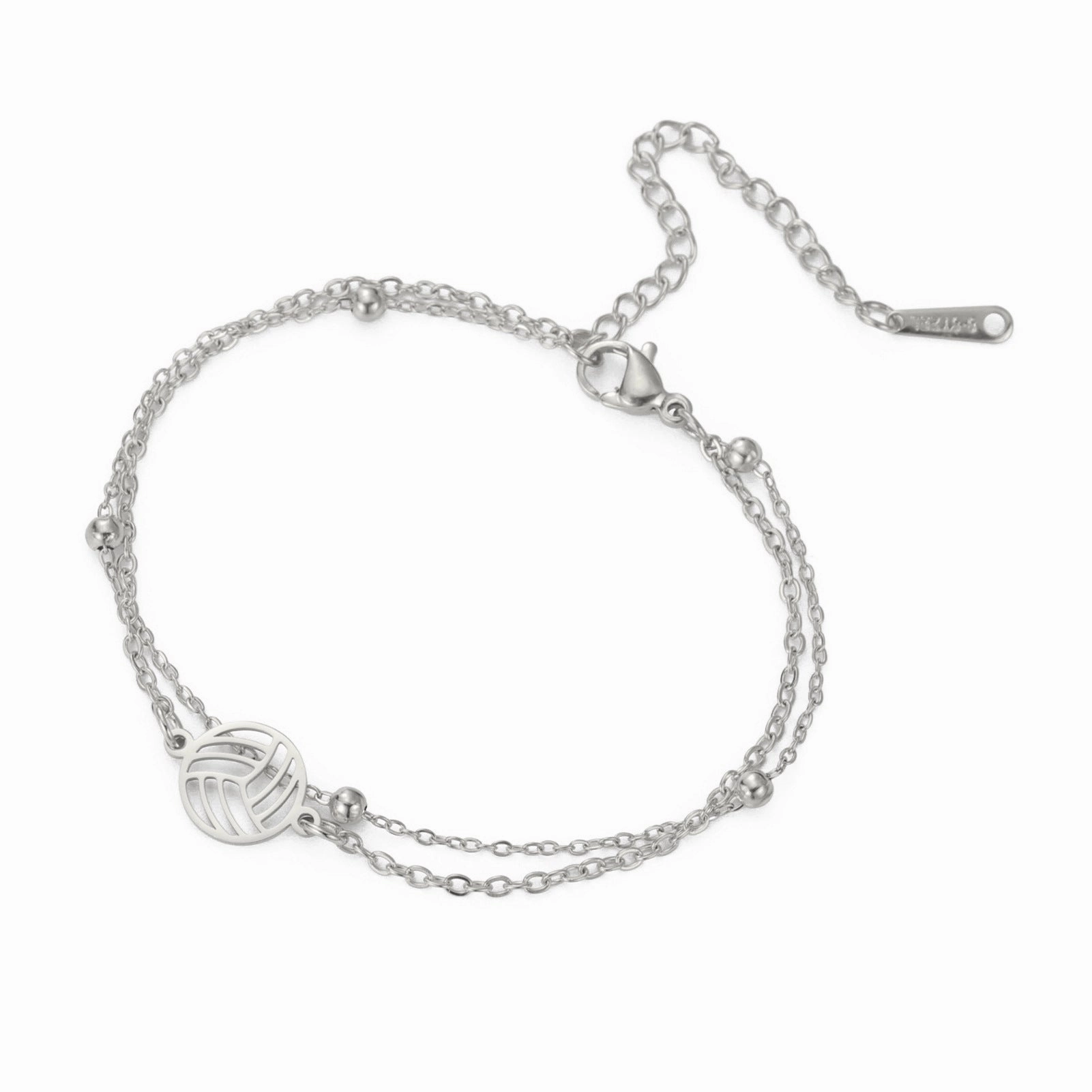 Wholesale Double Hole Volleyball Basketball Pendant Stainless Steel Bracelet
