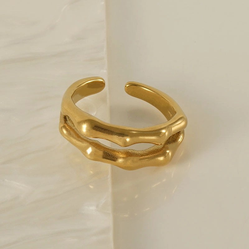 Wholesale Double Layer Bamboo Open Titanium Steel Ring