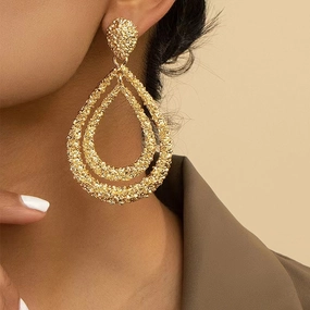 Wholesale Double-layer Droplet Shaped Alloy Earrings