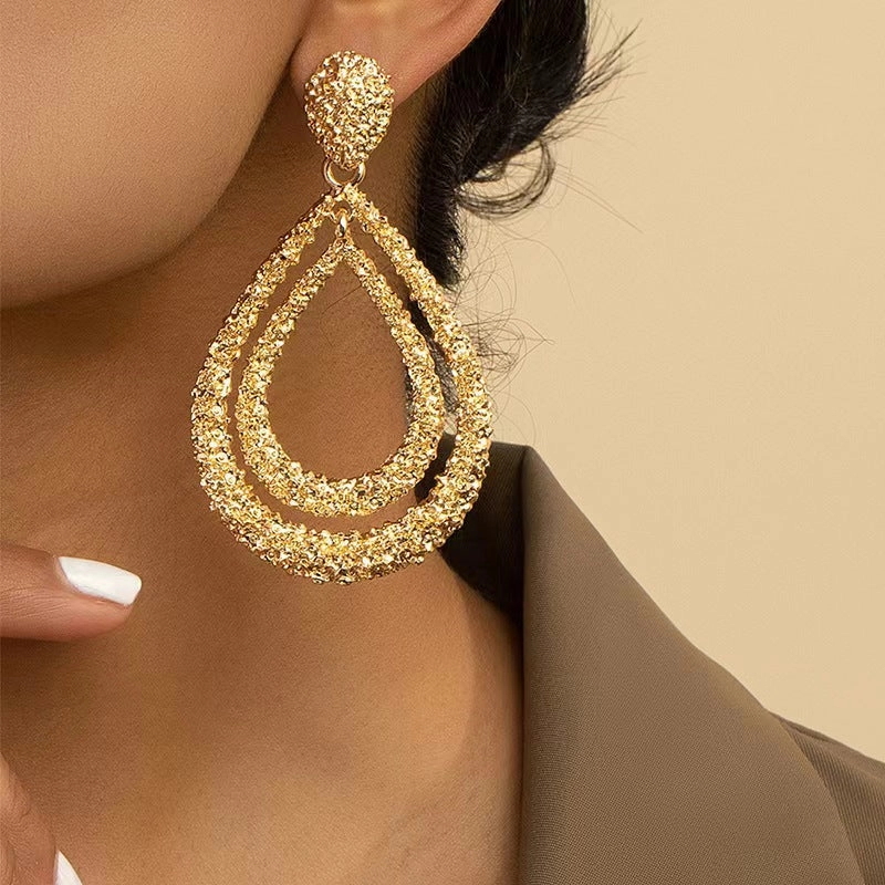 Wholesale Double-layer Droplet Shaped Alloy Earrings