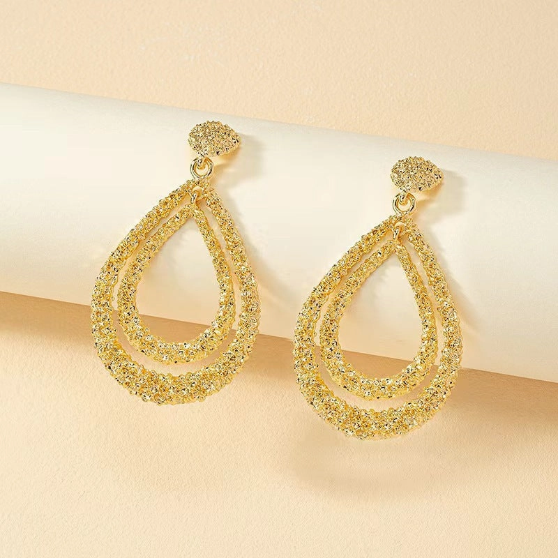 Wholesale Double-layer Droplet Shaped Alloy Earrings