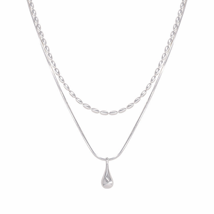 Wholesale Double-layer necklace teardrop pendant clavicle chain