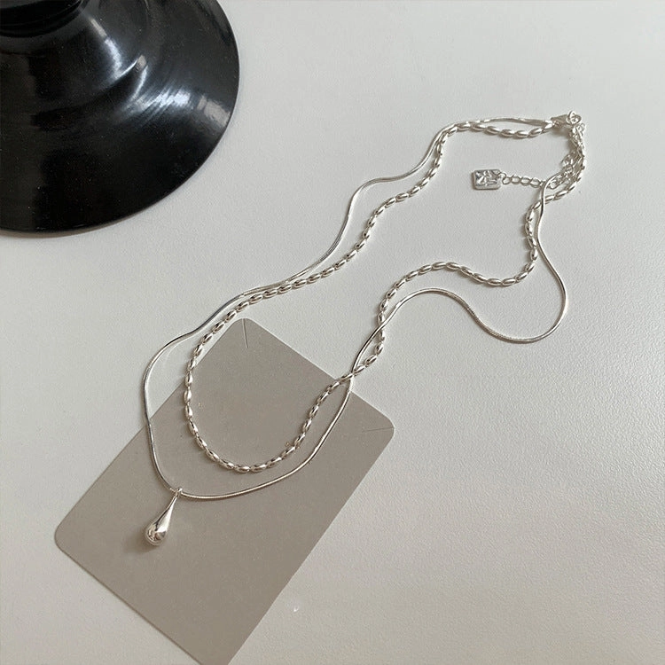 Wholesale Double-layer necklace teardrop pendant clavicle chain