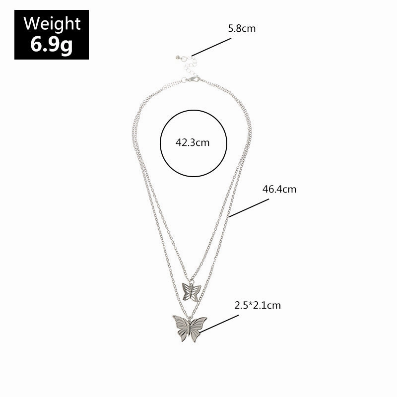 Wholesale Double Layer Stacked Butterfly Necklace