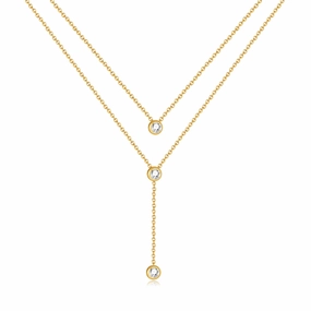 Wholesale Double Layer Stacked Titanium Steel Tassel Rhinestone Necklace Clavicle Chain