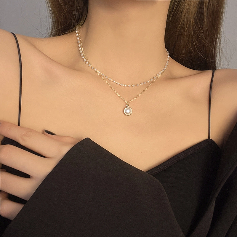 Wholesale Double pearl clavicle necklace
