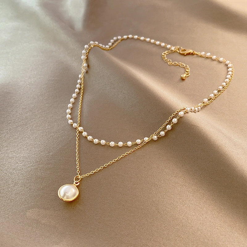 Wholesale Double pearl clavicle necklace
