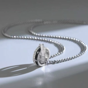 Wholesale Double-ring Necklace Men's Trendy Accessories Men's Simple All-match Stainless Steel Pendant