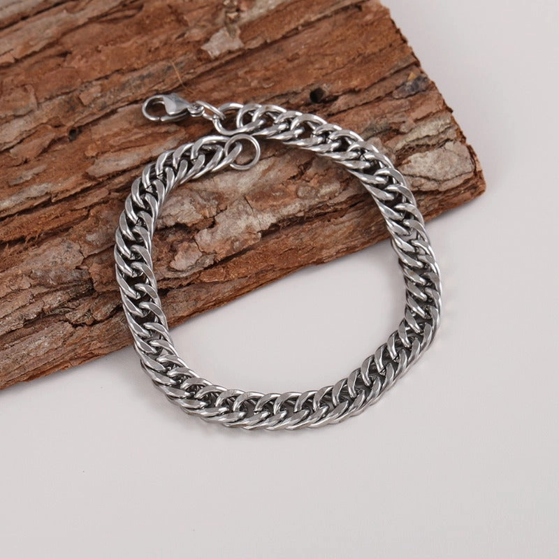 Wholesale Double Woven Four Sided Grinding Titanium Steel Personalized Trendy Hip Hop Bracelet