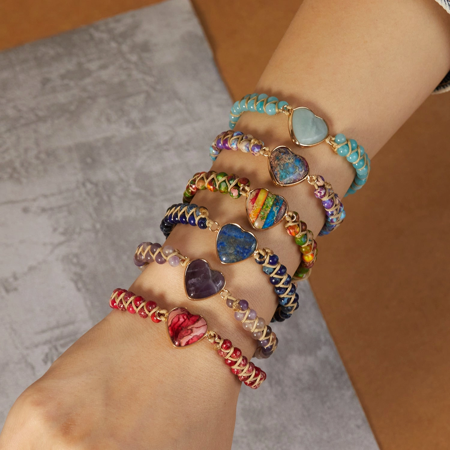 Wholesale Double Wrap Love Emperor Stone Beads Bracelet