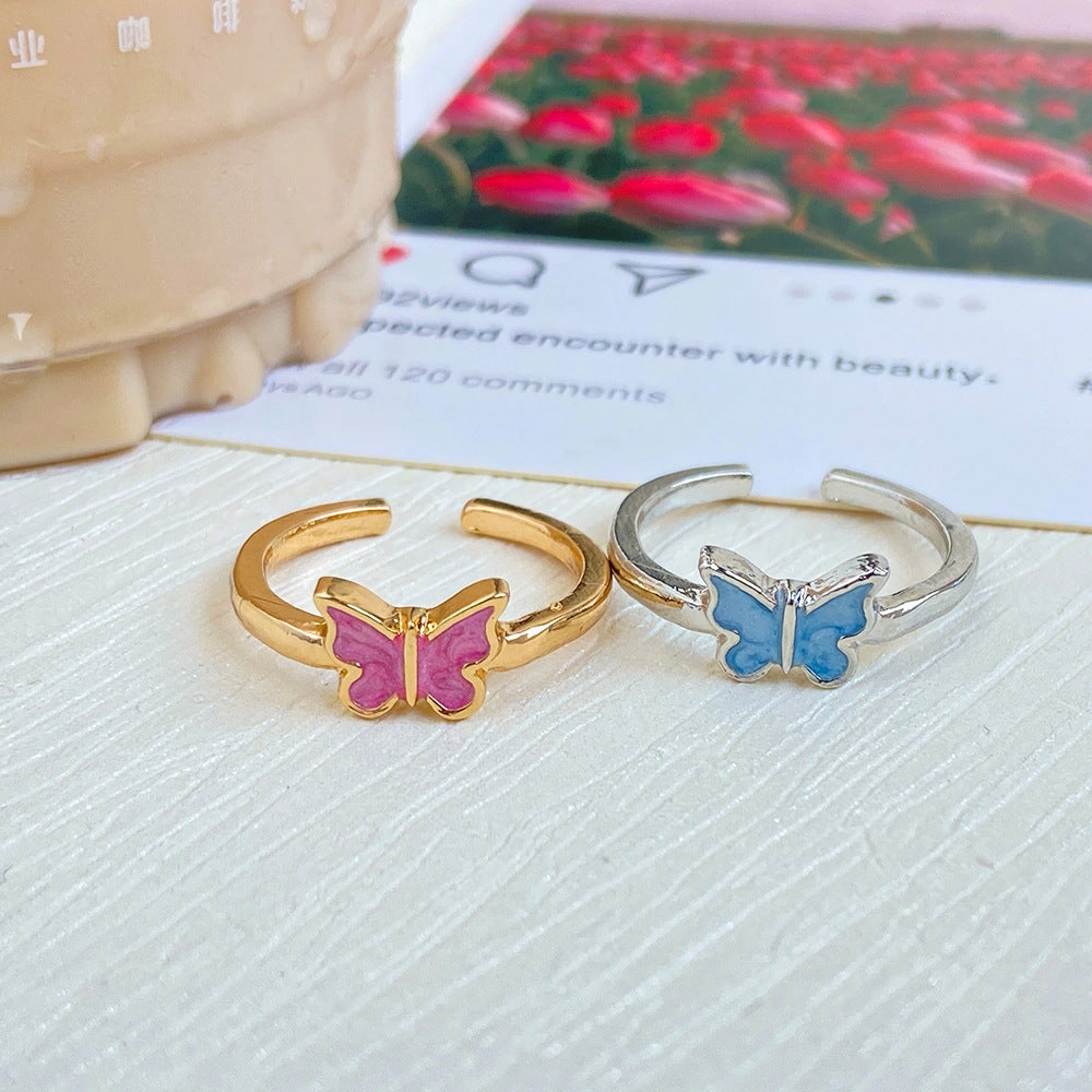 Wholesale Drip Butterfly Vintage Alloy Rings