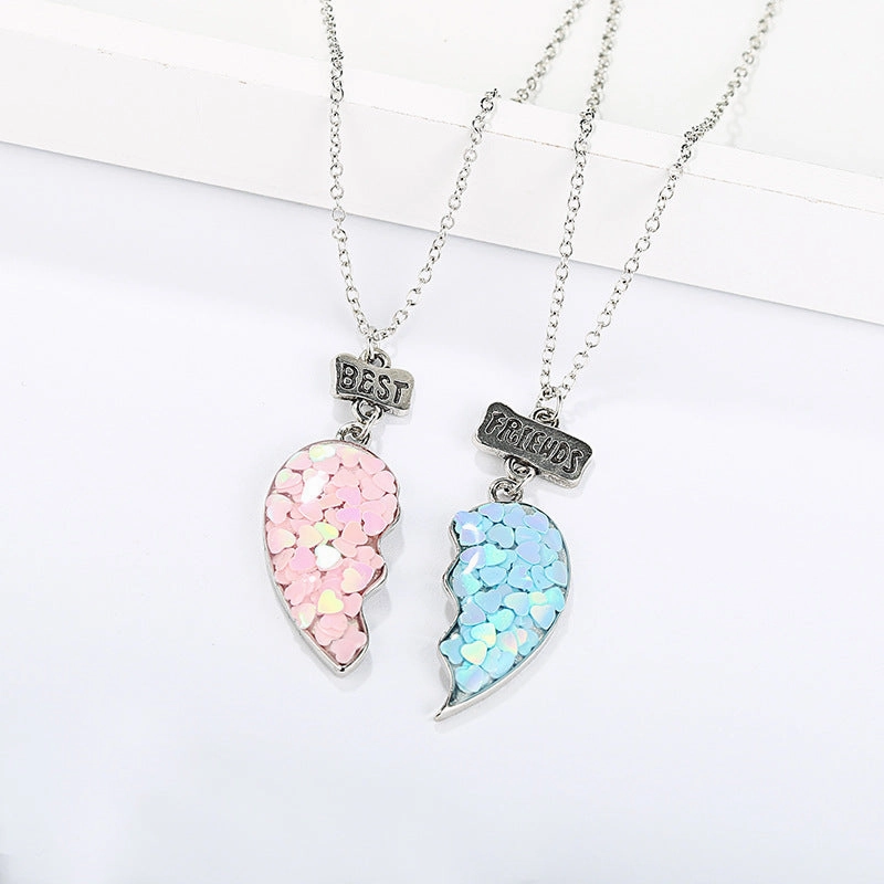 Wholesale Drip Glue Cartoon Alloy Sequin Heart Necklaces