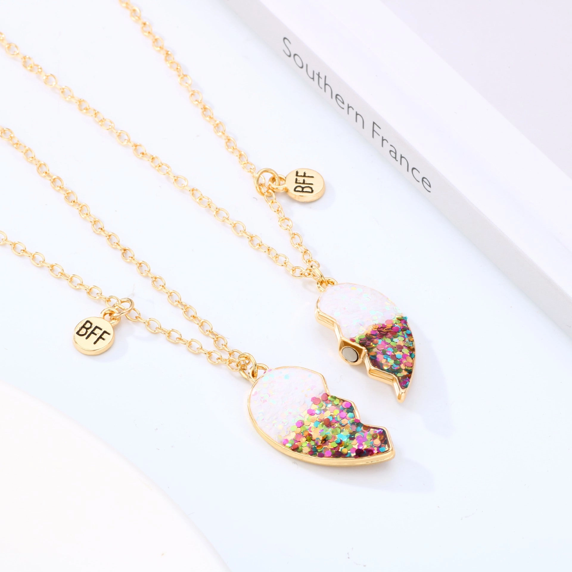 Wholesale Drip Oil Magnet Love Heart Pair Alloy Necklaces