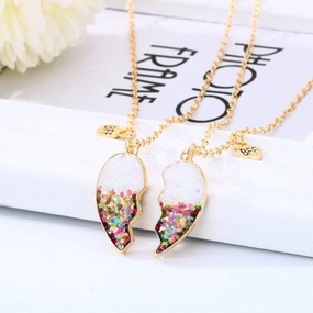 Wholesale Drip Oil Magnet Love Heart Pair Alloy Necklaces