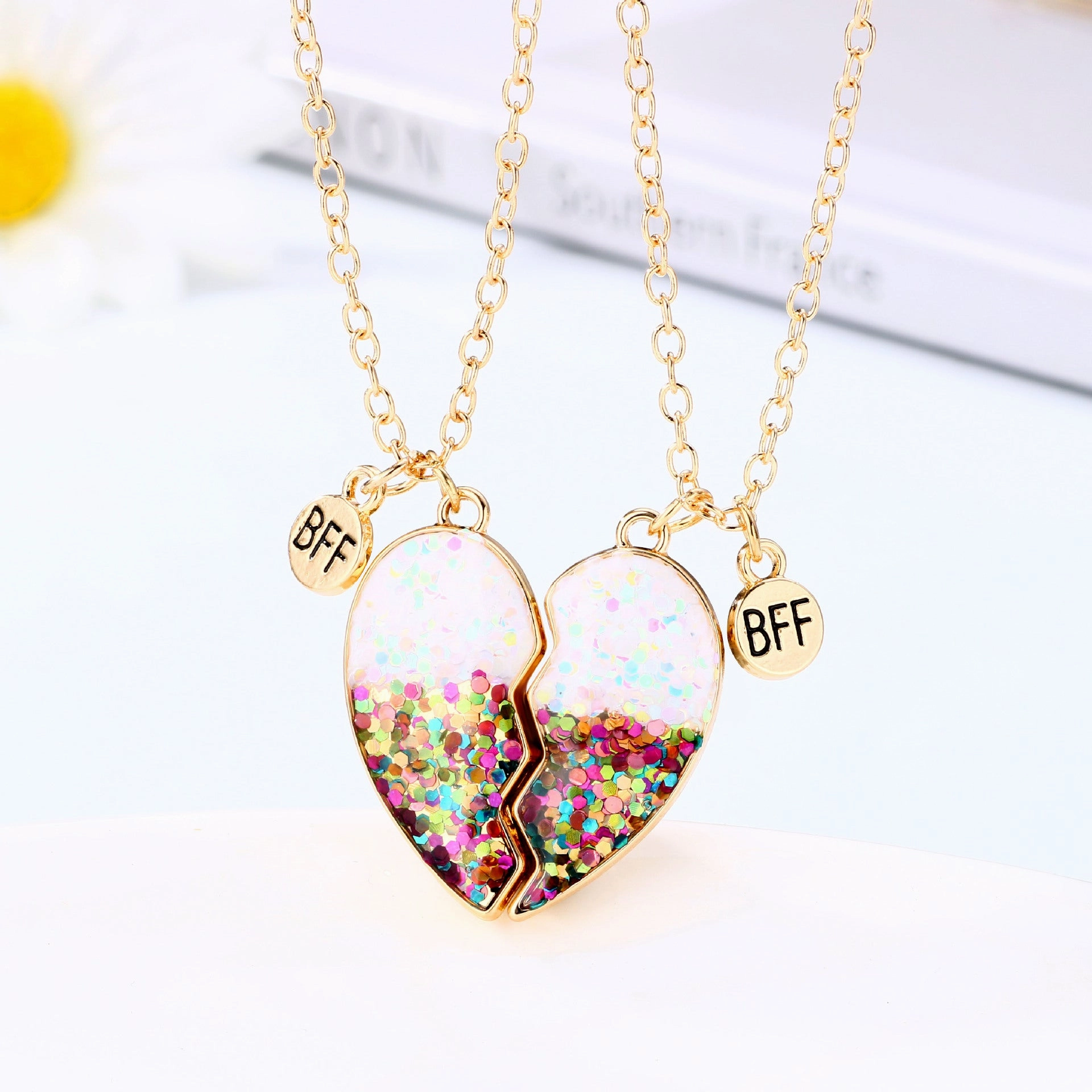 Wholesale Drip Oil Magnet Love Heart Pair Alloy Necklaces