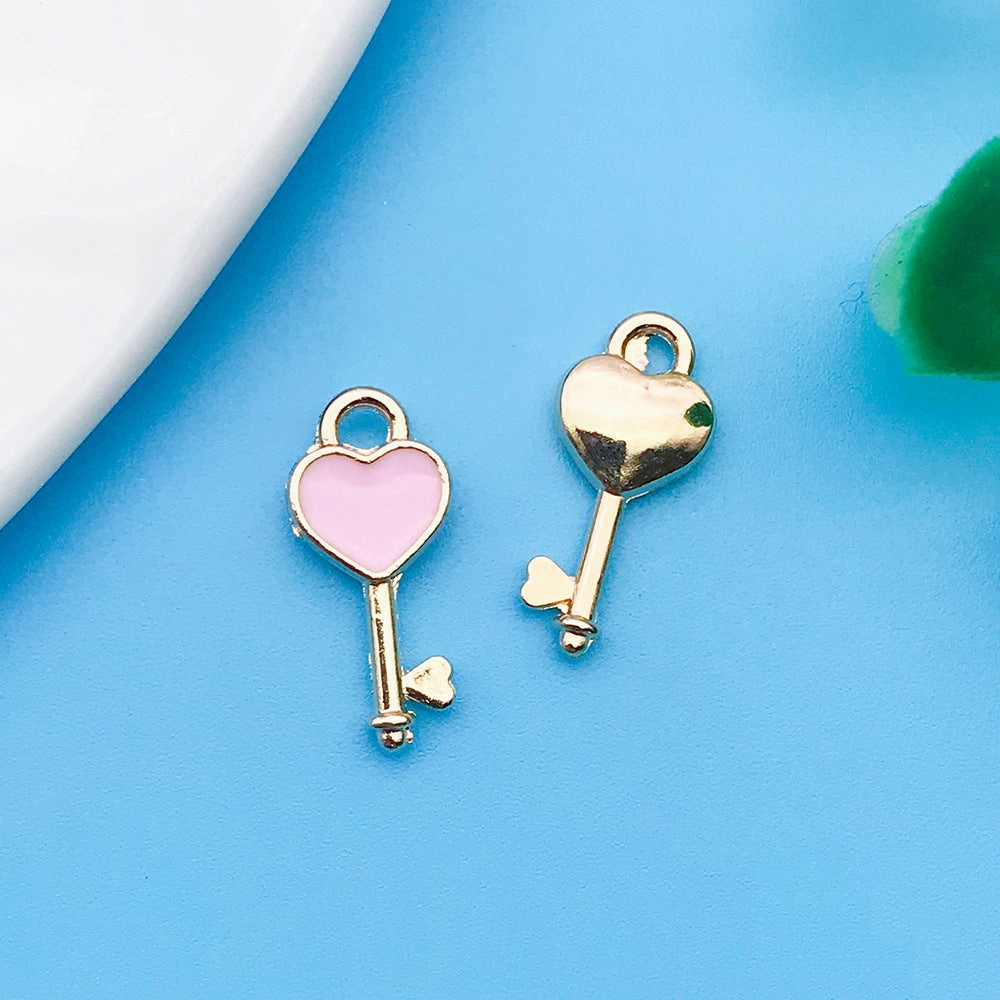 Wholesale Dripping Oil Girl Heart Pink Cartoon Cute Alloy DIY Necklace Bracelet Pendant