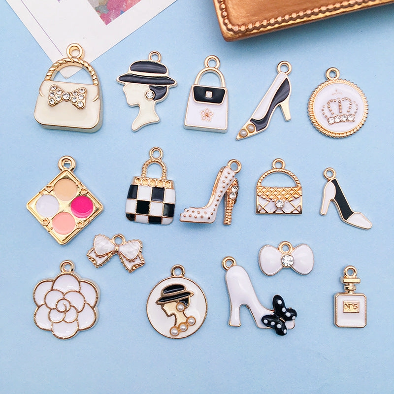 Wholesale Dripping Oil White Urban Beauty Alloy Cartoon Necklace Bracelet Pendant