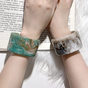 Wholesale Dyed Oil Painting Oval Wide Version Resin Ins Bracelet