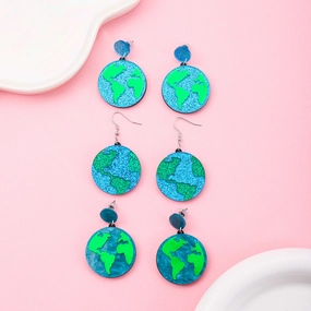 Wholesale Earth Eco-Friendly Glitter Acrylic Round Earrings