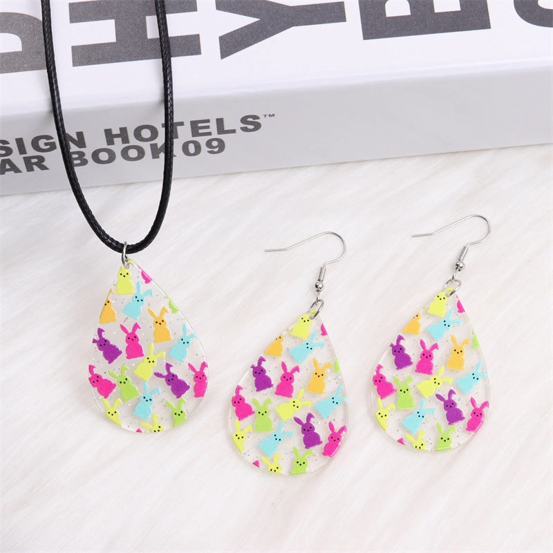 Wholesale Easter color sunglasses Rabbit printed earrings earrings female acrylic simple personalized earrings