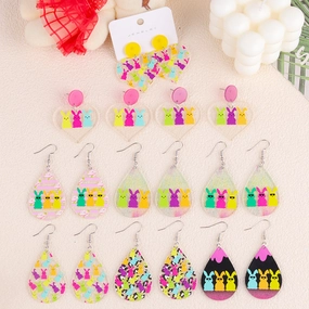 Wholesale Easter color sunglasses Rabbit printed earrings earrings female acrylic simple personalized earrings