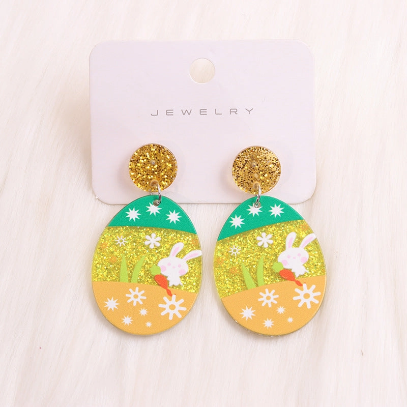 Wholesale Easter Egg Floral Rabbit Acrylic Earrings