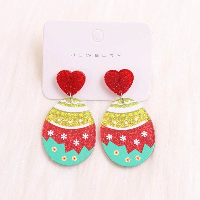 Wholesale Easter Egg Floral Rabbit Acrylic Earrings