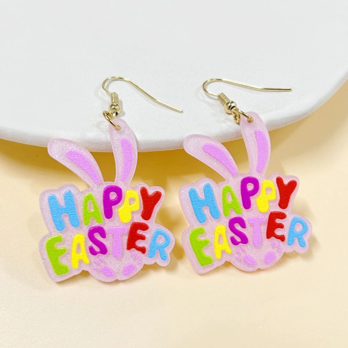 Wholesale Easter sequin bunny pink cartoon earrings