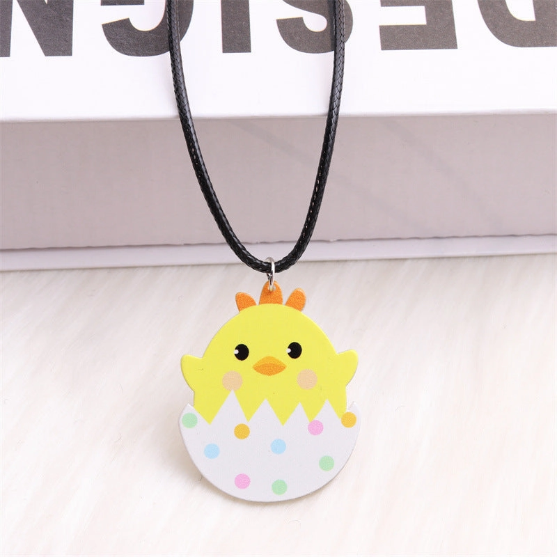 Wholesale Easter White Rabbit Basket Chick Acrylic Necklace