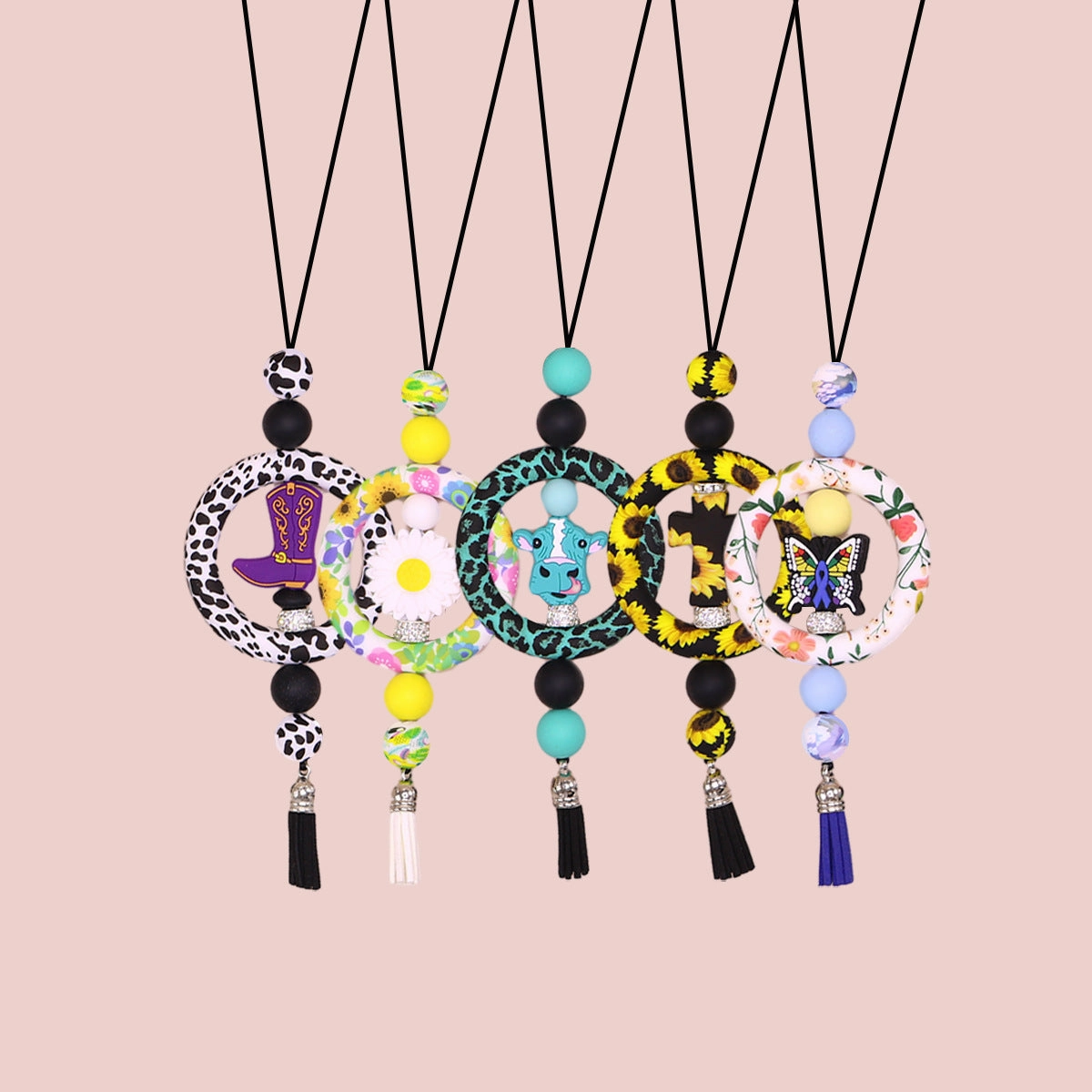 Wholesale Eco-friendly Silicone Ring Christmas Bull Head Cross Flower Creative Sweater Chain