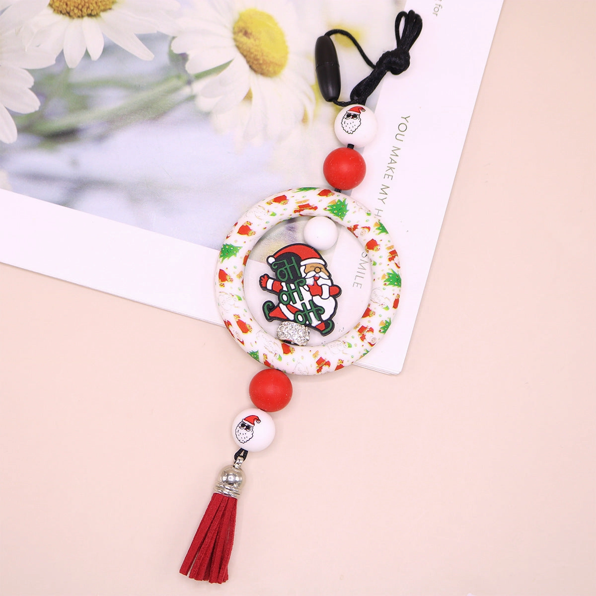 Wholesale Eco-friendly Silicone Ring Christmas Bull Head Cross Flower Creative Sweater Chain