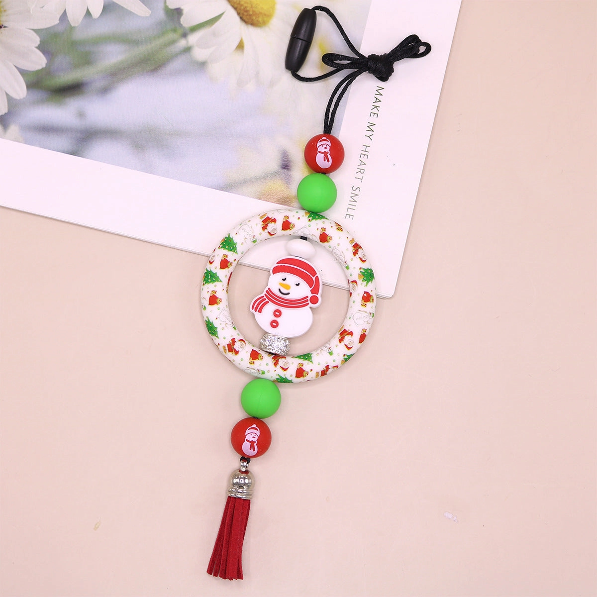 Wholesale Eco-friendly Silicone Ring Christmas Bull Head Cross Flower Creative Sweater Chain