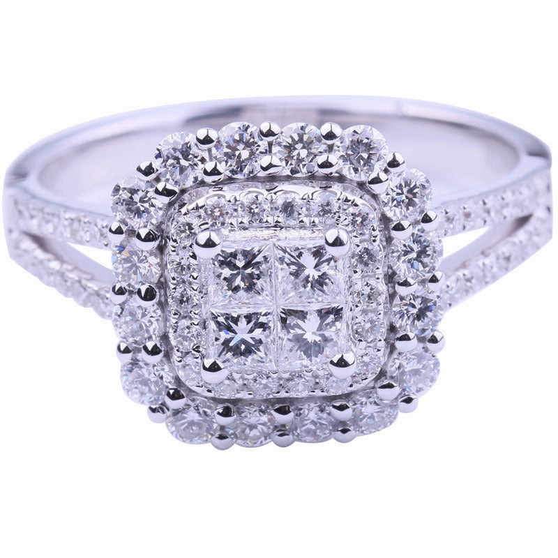 Wholesale Eight Hearts and Eight Diamonds Micro-Set Engagement Ring