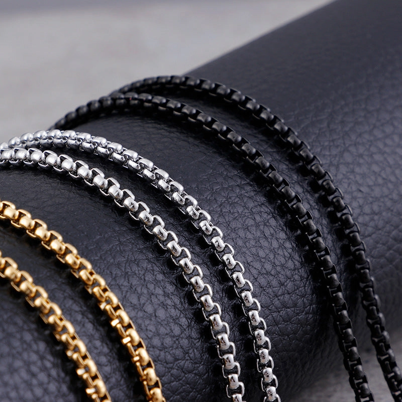 Wholesale Electroplated 18K Gold Square Pearl Stainless Steel Multi-Specification Necklaces