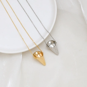 Wholesale Electroplated Ice Cream Cone Can Be Inserted Into A Pearl DIY Pendant Necklace