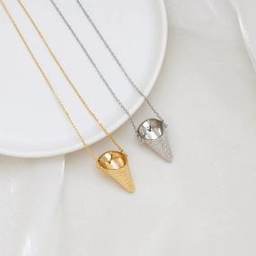 Wholesale Electroplated Ice Cream Cone Can Be Inserted Into A Pearl DIY Pendant Necklace
