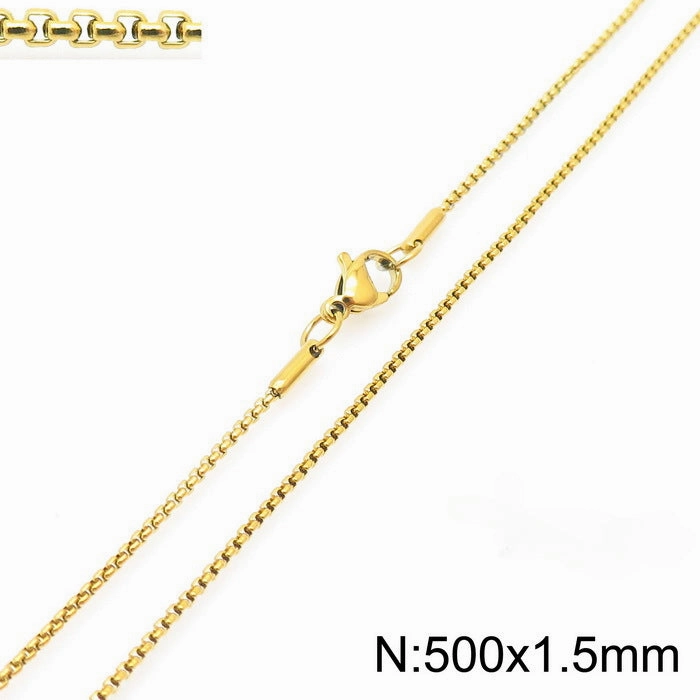 Wholesale Electroplating 18K Gold Square Pearl Stainless Steel Titanium Steel Necklace