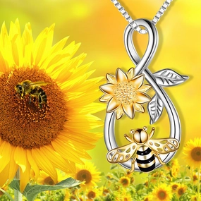Wholesale Elegant and versatile bee sunflower pendant necklace