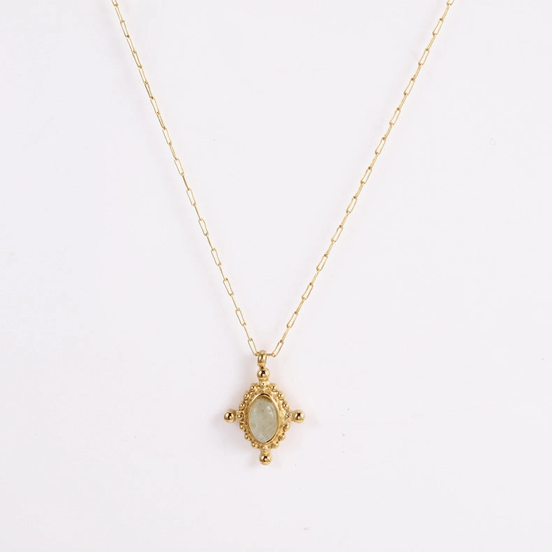 Wholesale Emerald Titanium Steel Necklace Clavicle Chain