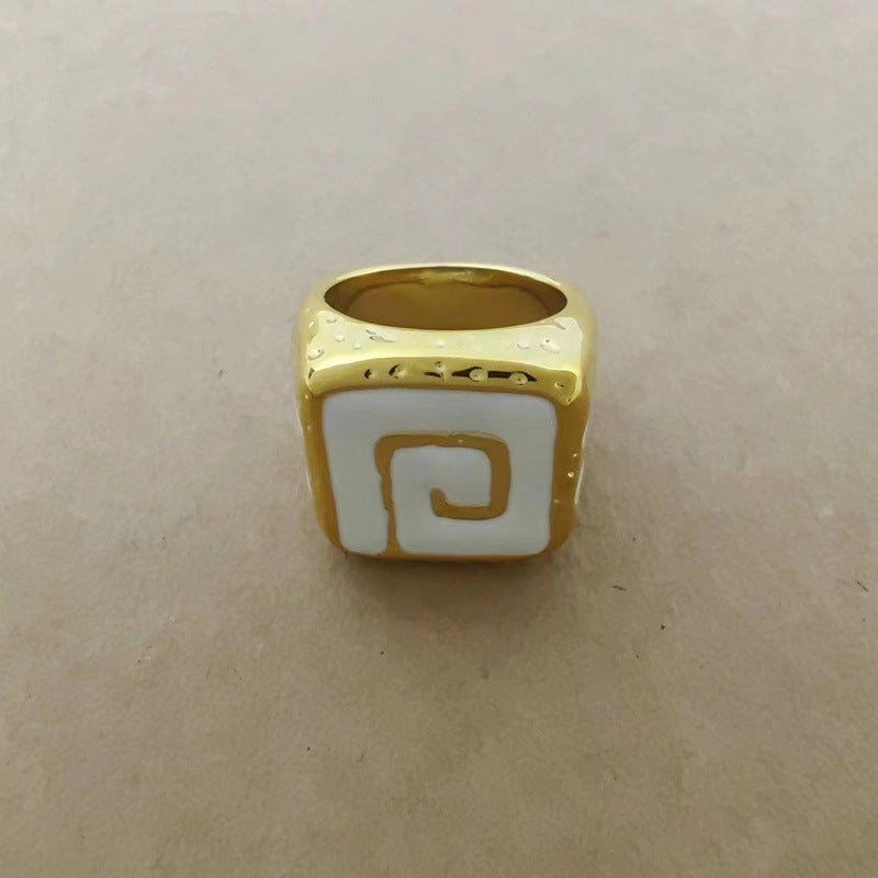 Wholesale enamel color contrast bracelet French niche design retro simple gold ring