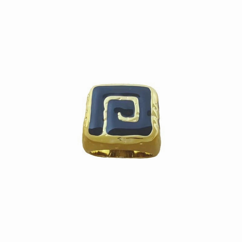 Wholesale enamel color contrast bracelet French niche design retro simple gold ring